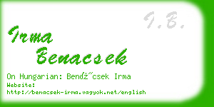 irma benacsek business card